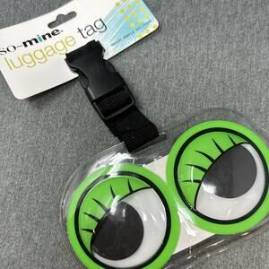 Googly Eyes Luggage Tag New Travel Bag Identifier Green Cute Novelty Accessory